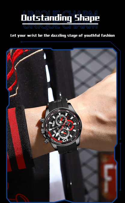 POEDAGAR Original Fashion Men Watch Date Chronograph Silicone Sports Man Clock Luminous Waterproof Military Quartz Men's Watches