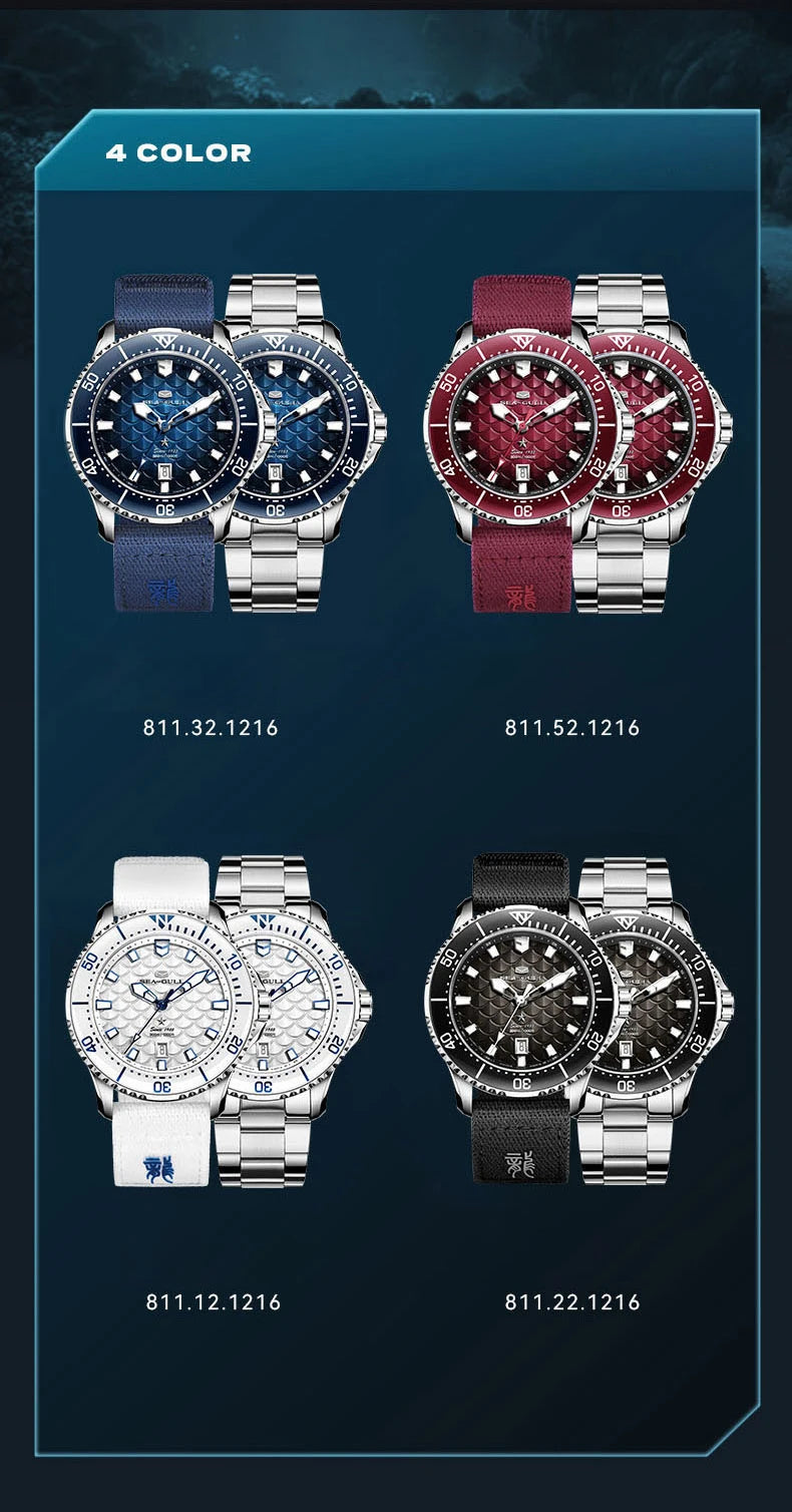 Seagull Ocean Series Man Watch King of the Dragon Automatic Mechanical Watch 300M Waterproof Watches for Man Diving Watch 1216