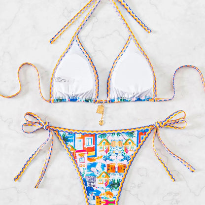"2026 New Triangle Bikini Set - Floral Print Push Up Swimsuit & Brazilian Bottoms"