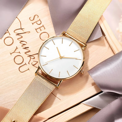 Top Brand Luxury Watches Women Fashion Stainless Steel Mesh Belt Quartz Wristwatch Simple Casual Ladies Clock Gift Montre Femme