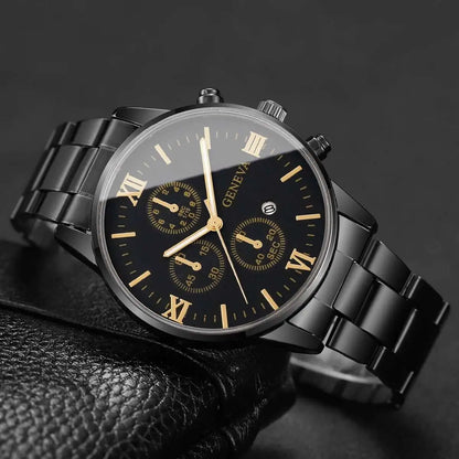 Fashion Roma Dial Men Business Watches Calendar Quartz Watch for Man Clock Reloj Hombre（Without Box）