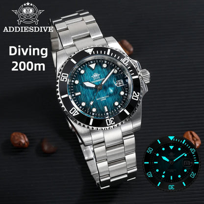 ADDIESDIVE 41MM Sunburst Automatic Mechanical Watches Japan 8215 AD2536 reloj hombre Luminous Sapphire Crystal Diver Men's Watch
