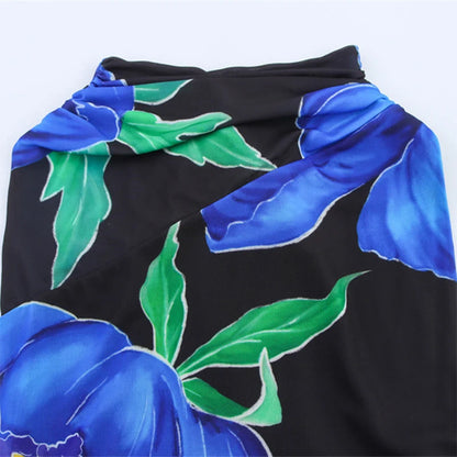 Printed Ruffle Top Skirt Set Women Slim Sling Sleeveless Backless Vest Straight Long Skirts 2025 Summer Elegant Sexy Lady Outfit