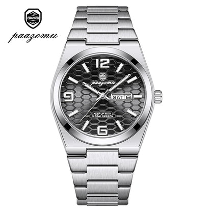 PAAZOMU Casual Man Watch Fashion Exquisite Men Wristwatches Waterproof Luminous Date Stainless Steel Quartz Men's Watches Reloj