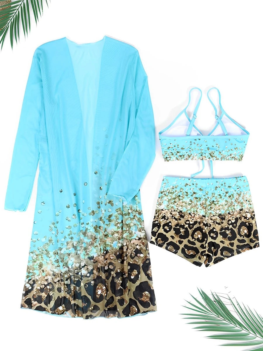 3 Pieces High Waist Bikini 2026 Printed Swimsuit Women & Kimono Swimwear Female Sexy Bather Bathing Swimming Swim Suit Beachwear