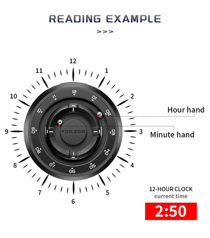 FOXBOX Personalized Mens Watches Creative Simple Floating Magnetic Pointer Quartz Wristwatch Steel Waterproof Watch for Man