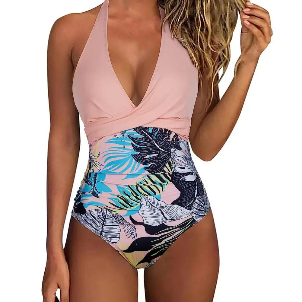 Women Monokini Swimsuit Lightweight Monokini Stylish Women's Halter One-piece Swimsuit with Tummy Control High for Beachwear