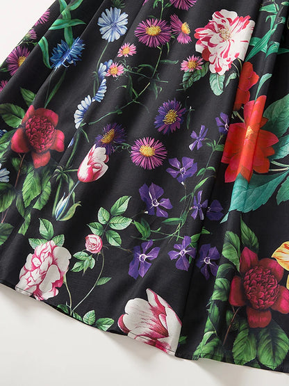 TWOTWINSTYLE Summer Loose Dress For Women Square Collar Sleeveless High Waist Print Colorblock Midi Dresses Female Clothing 2022