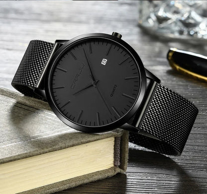 Watch for Men, Stainless Steel 40mm with Mesh Strap Mens Watches,Classic Ultra Slim 7mm Men's Wrist Watches Automatic Minimalist