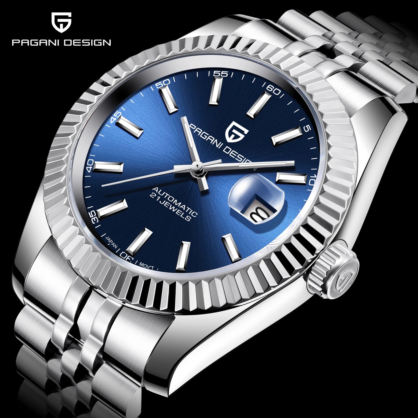 PAGANI DESIGN Watches Luxury Diamond Dial Mechanical Watch For Men Top NH35 Movt Sapphire Glass Stainless Steel Waterproof Watch