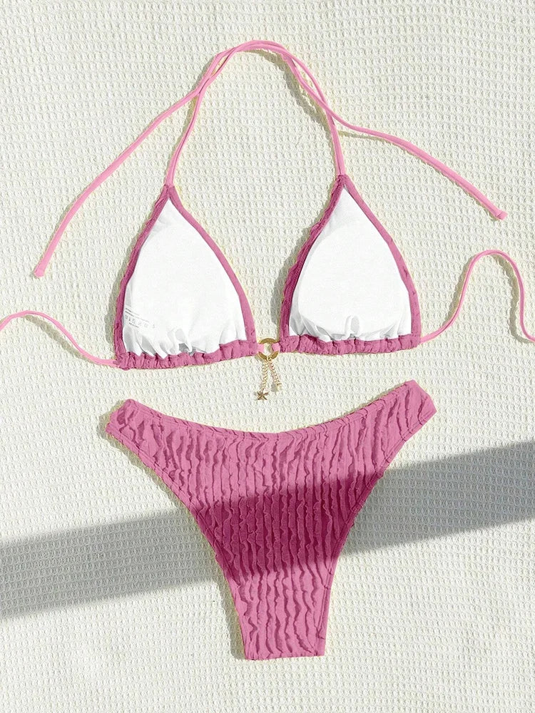 Sexy Bikinis Sets Two-piece Women's Swimsuit Ruffled Halter Neck Bikini 2026 Female Swimwear for Woman Beach Wear Bathing Suit