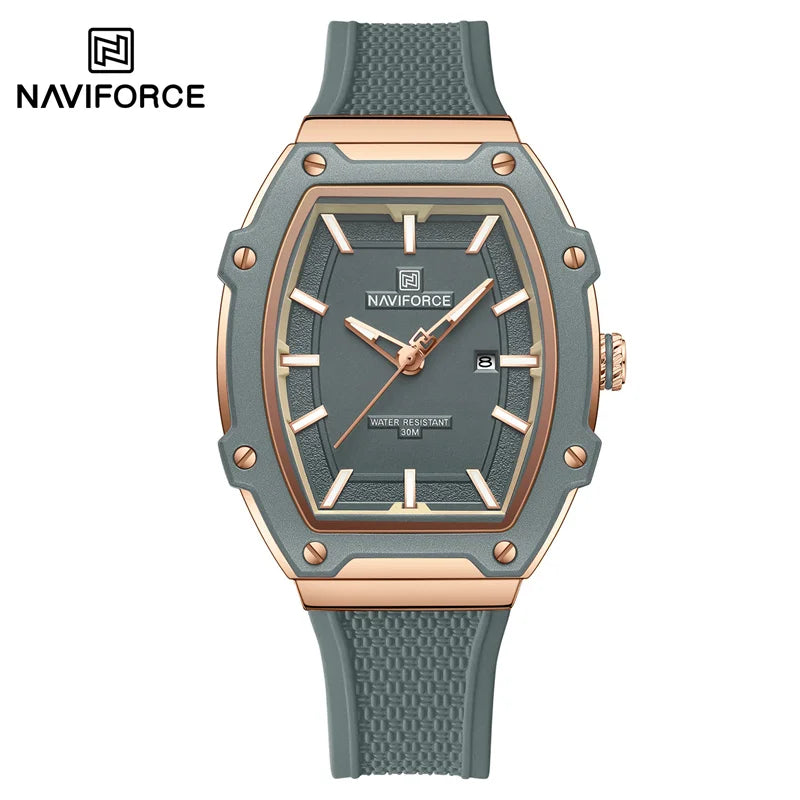 NAVIFORCE Elegant Ladies' Watch Fashion Luminous Pointer 3ATM Waterproof Calendar Display Silicone Strap Women's Quartz Watches