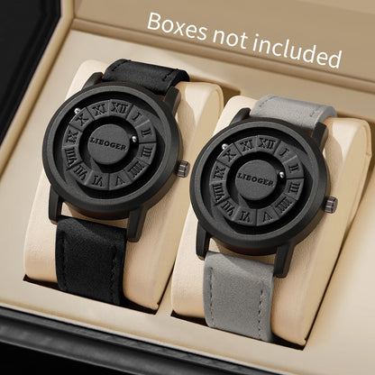 2/3PCS Fashion Roma Dial Men Quartz Watches Casual Leather Strap Wrist Watches Male Clock Reloj Hombre（Without Box）