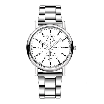 Fashion Men's Watch Casual Silver Alloy Band Male Business Quartz Watches Clock Wristwatches