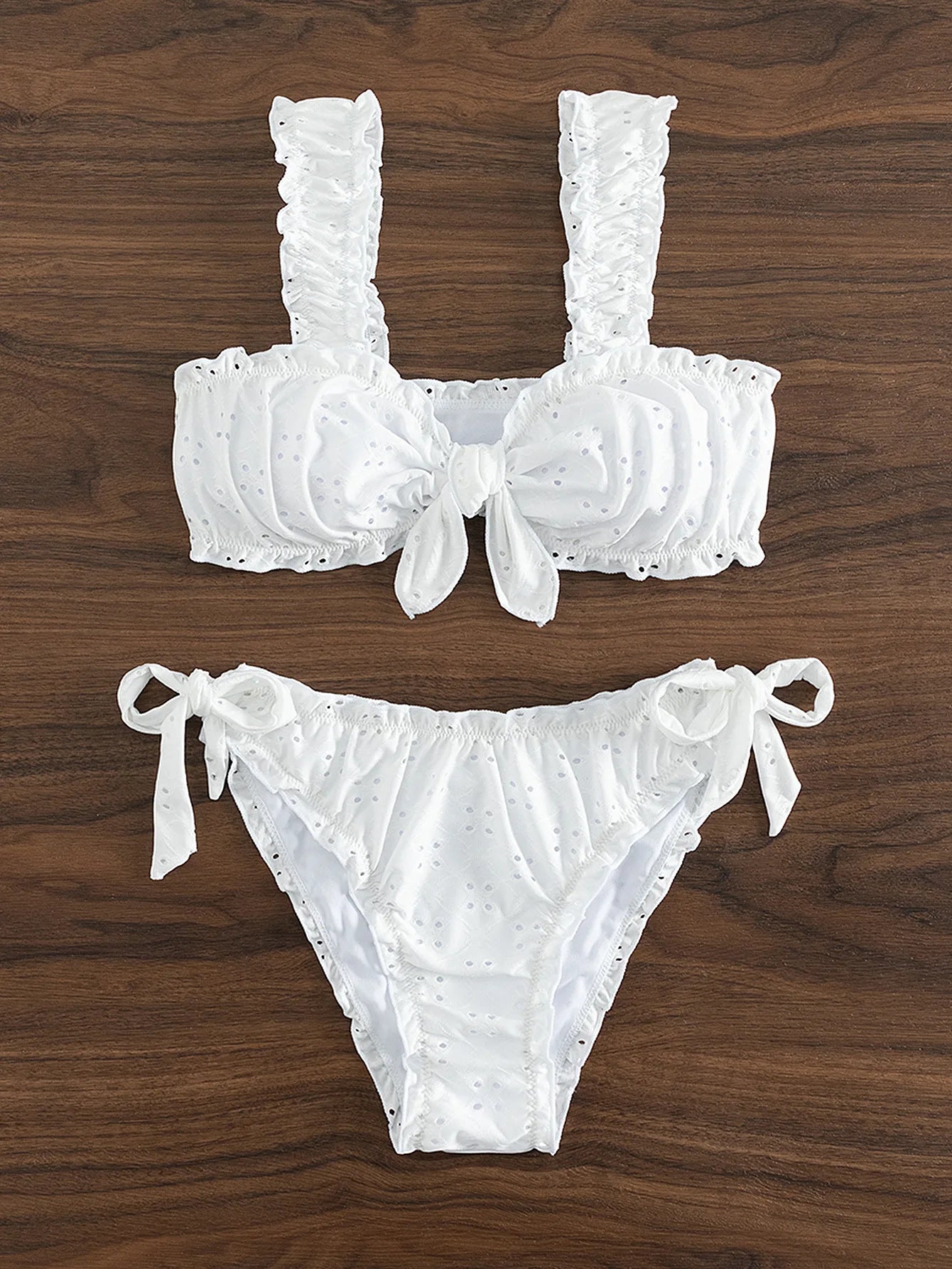Schiffy Knot Front Tie Side Bikinis 2026 White Swimsuit Women Swimwear Female Sexy Bathers Bathing Swimming Swim Suit Beachwear