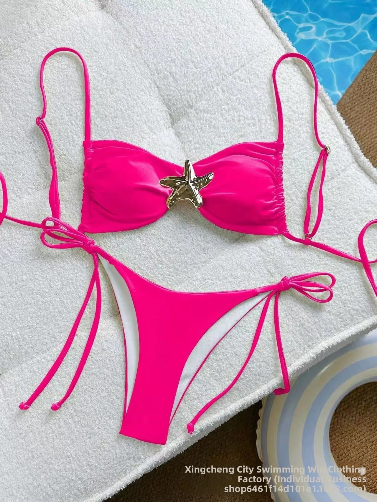 Sexy Solid Color Bikini Set Two Piece Swimsuit Pure Color Quick Dry Backless High Elasticity Nylon Fabric for Swimming And Wa...