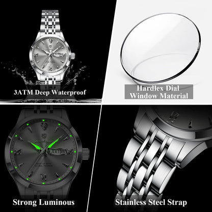 POEDAGAR Elegant Woman Watch Waterproof Luminous Date Week Ladies Wristwatch Stainless Steel Quartz Fashion Women's Watches Gift