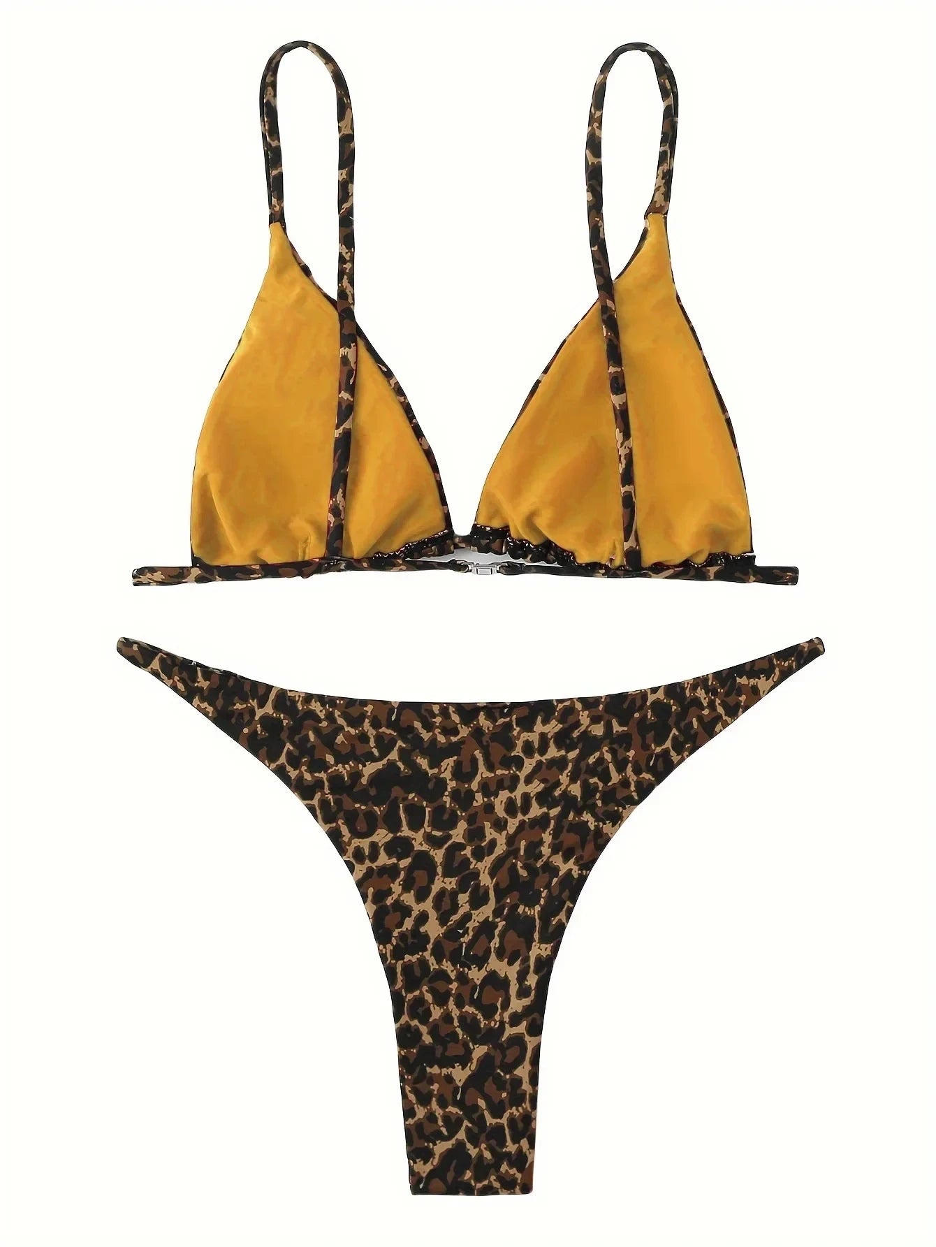 Sexy Leopard Bikini Suit Women Strap Push Up Swimsuit Three Points Bikini Set Low Waist Swimwear Women Summer Backless Beachwear