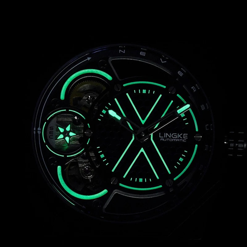 Pentagram Rotation Designer Luxury Luminous Automatic Movement Mechanical Clock High Quality Waterproof Silicone Men's Watches