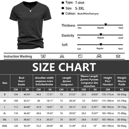 Men's T-shirts Summer Henley V-neck Short Sleeve Casual Solid Color Slim Fit T-shirt Breathable Basic Loose Fitness Sports Top