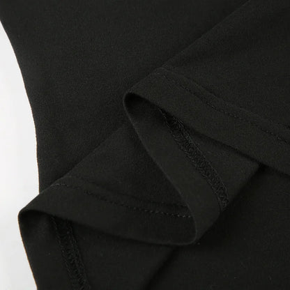 Goth Dark Solid Techwear Chic Irregular Grid Hollow Out T-shirt Mall Goth See Through Slim Tops Women Y2K Streetwear T-shirts