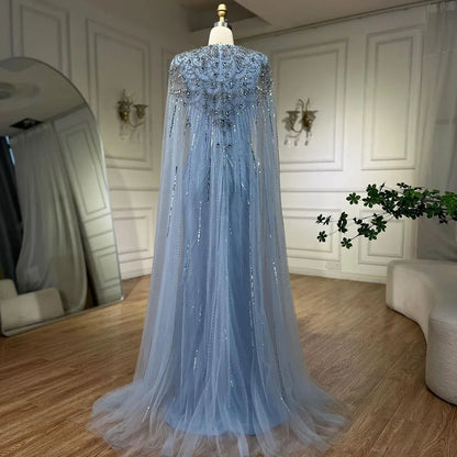 Serene Hill 2025 Turquoise Mermaid Evening Dresses Gowns With Beaded  Cape For Women's Wedding Party LA72168A Customized
