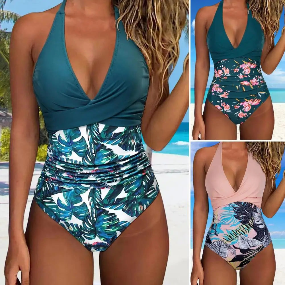 Women Monokini Swimsuit Lightweight Monokini Stylish Women's Halter One-piece Swimsuit with Tummy Control High for Beachwear