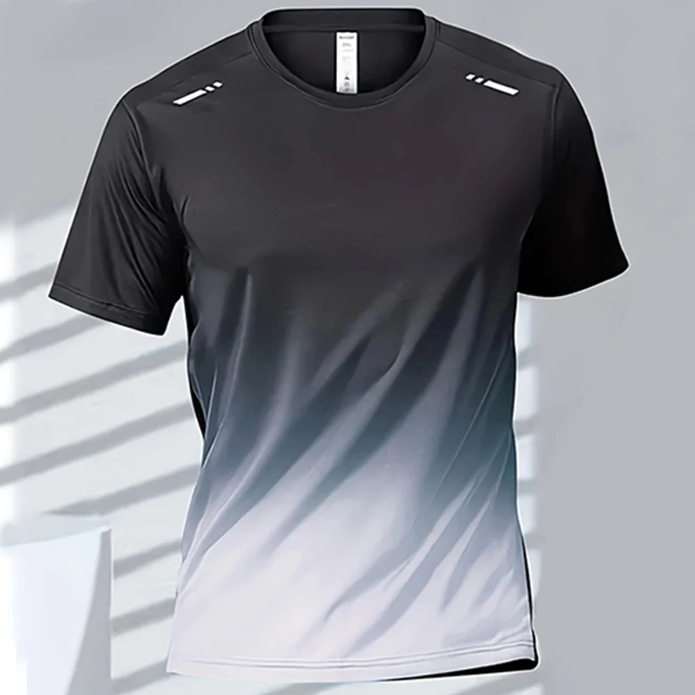 Men's T-shirts Sports T-shirt Quick-drying Gradient Short Sleeve Tees Outdoor Workout Basketball Training Running men clothes