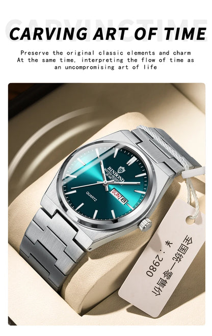 BINBOND Fashion B102 Men Business Watch Leisure Quartz Stainless Steel Buckle Watches Waterproof Luminous Calendar Men's Watches