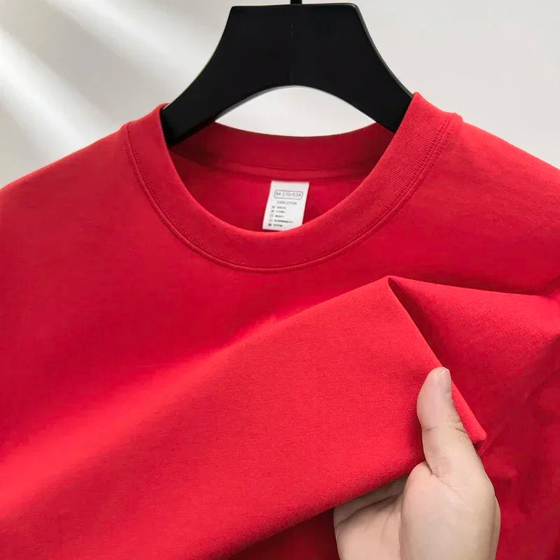 Summer  100% Pure Cotton Men's Short Sleeve Round Neck Fashionable Style Half Sleeved Top Breathable T Shirt Short Sleeve