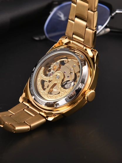 Men automatic watch luxury mechanical watches waterproof skeleton  wholesale stainless steel gift watch