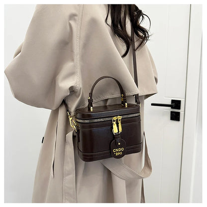 Women Fashion Tote Bucket Bags Solid Clor PU Leather Delicate Small Square Pack 2024 Trendy Female Crossbody Bag