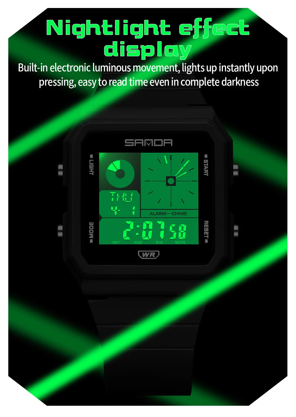 SANDA 2216 Fashion Electronic Watch Multifunction Alarm Calendar Waterproof Sports Student Digital Watches