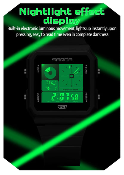 SANDA 2216 Fashion Electronic Watch Multifunction Alarm Calendar Waterproof Sports Student Digital Watches
