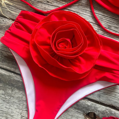 Two-Pieces Women Floral Lace Up 2023 Push-Up Padded Bra White Bikini Set Swimsuit Swimwear Bathing Suit Beachwear Biquini
