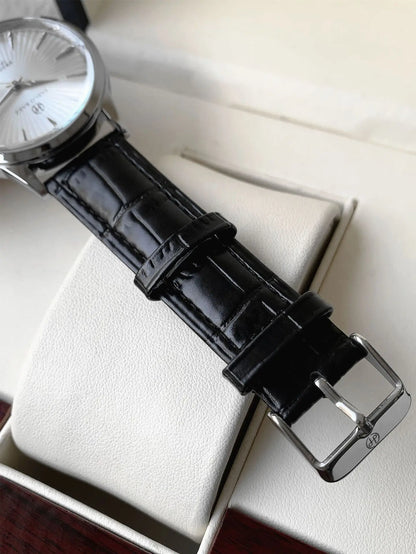 Top Brand Men's Watch Simple Business Waterproof Calendar Leather Strap Male Fashion Quartz Watches Gift: Box, Spare Battery