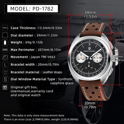 2026 New PAGANI DESIGN Mens Panda Watches Luxury Quartz Watch For Men Chronograph Wristwatches AR Sapphire Leather Luminous Gift