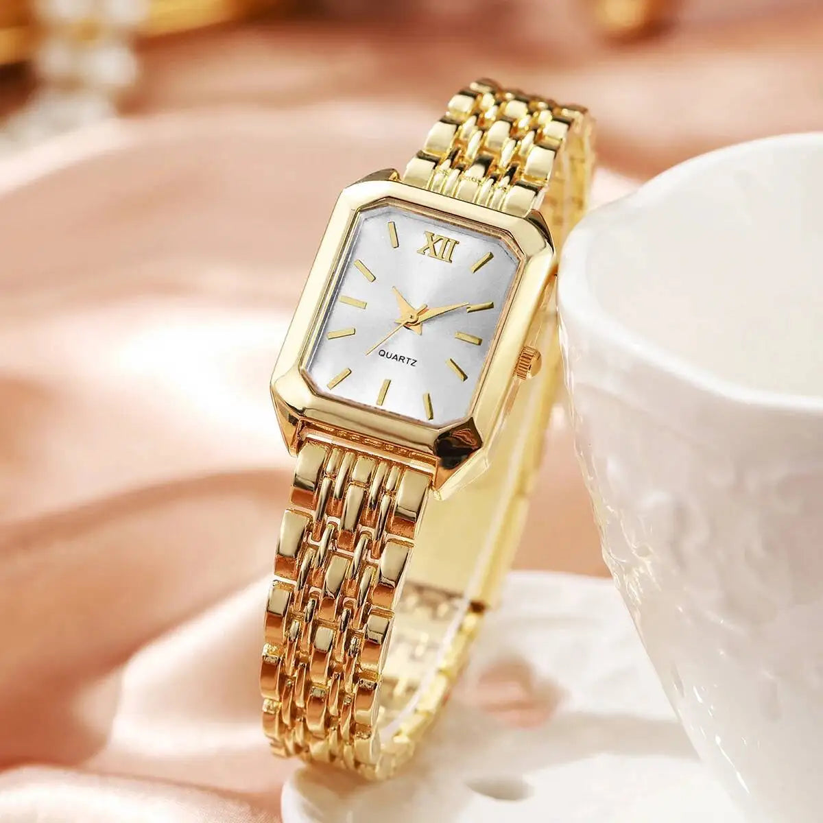 Elegant Rectangle Women Watches Fashion Analog Quartz Wristwatches Reloj Mujer Girls Clock Gift（Without Box）