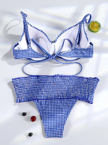 Triangle Bikinis Bow Swimsuit Women Sexy Swimwear Bandage Bikini Set Summer Biquini Female Beachwear Low Waist Thong Swimsuits