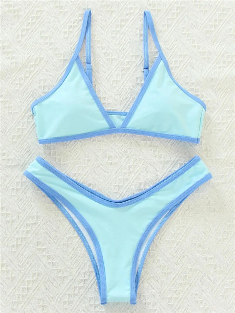 Sexy Bikini 2025 Swimsuit Women Swimwear Beachwear Female Bathing Suit Patchwork Basic Bikini set 2 piece Push-up Swim Suits