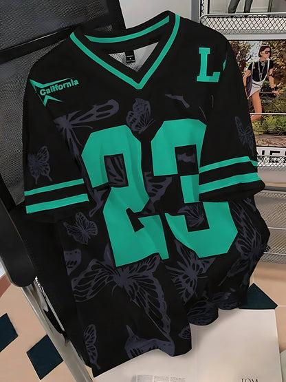 2025 Summer New Men's T-shirt Casual sporty breathable and lightweight V-neck men's T-shirt