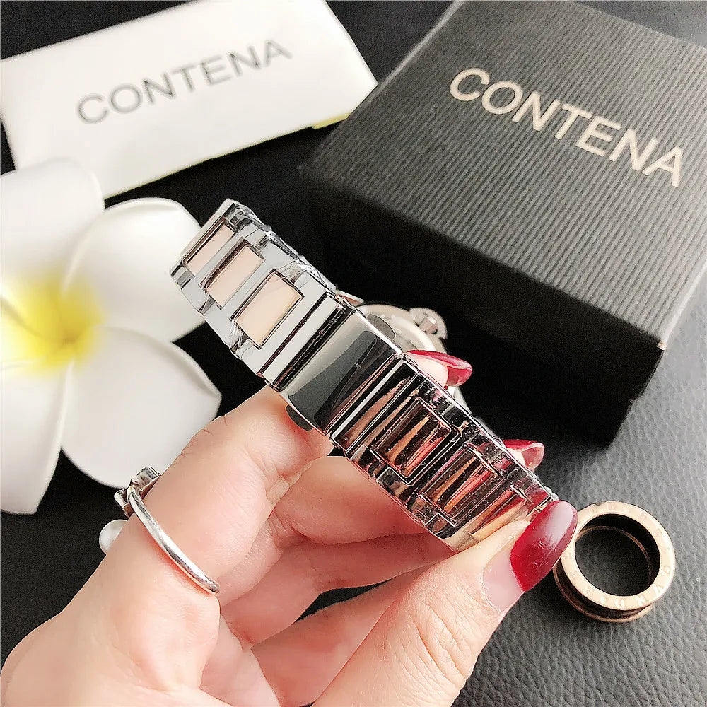 New Top Brand Luxury Stainless Steel Men and Women Luxury Atmosphere Quartz Watches Fashion Women Date Watch Suit Gift for Women
