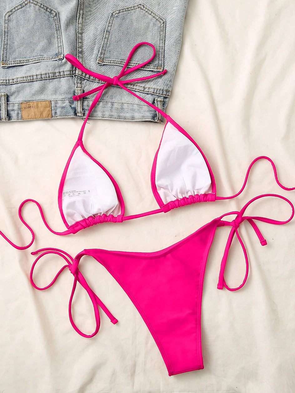 Sexy Micro Bikini 2023 Woman Swimsuit Criss Cross Swimwear Women String Thong Bikinis Set Female Bathing Suit Beach Wear biquini