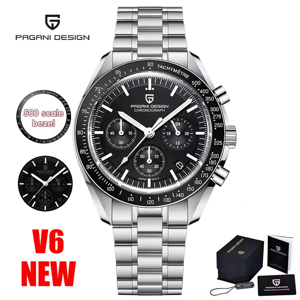 2026 New PAGANI DESIGN Gold Men's Quartz Watches Luxury VK63 Speed Sports Chronograph Watch Men AR Sapphire Ceramic Bezel Clock