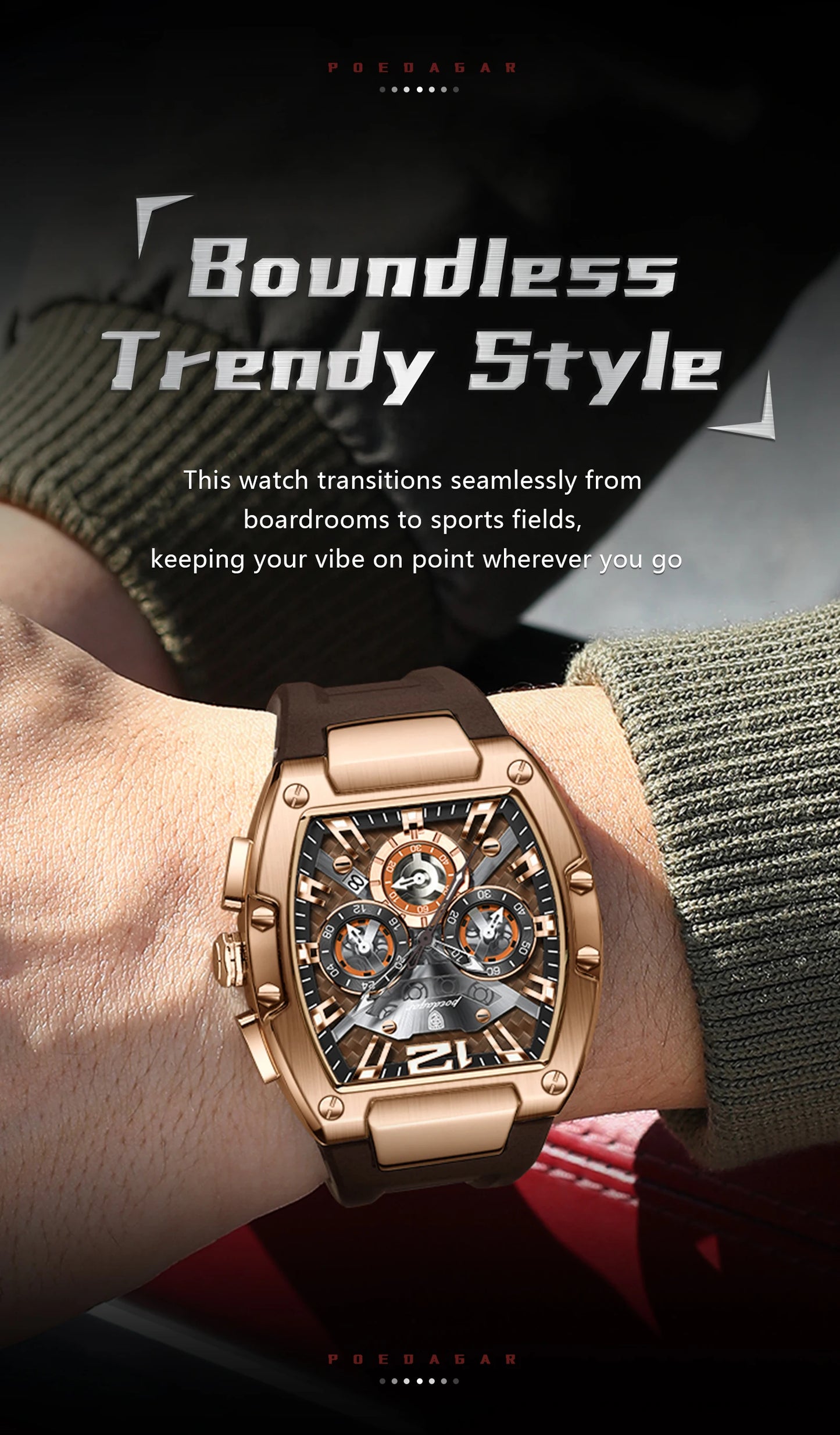 POEDAGAR Fashion Military Men's Watches Luminous Waterproof Date Sports Male Clock Chronograph Silicone Quartz Luxury Wristwatch