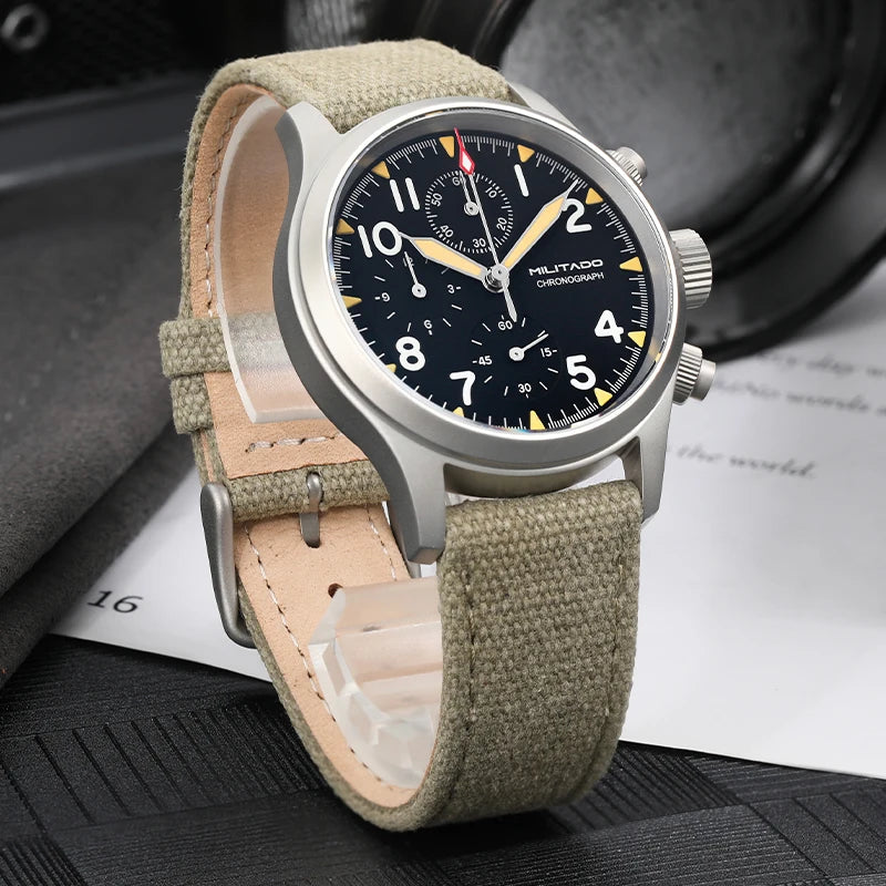 Militado ML1868KF 3 Dial Quartz Watch VK67 Sports Chronograph Watches Man Luminous Sapphire Glass 100M Waterproof 39Mm Watches