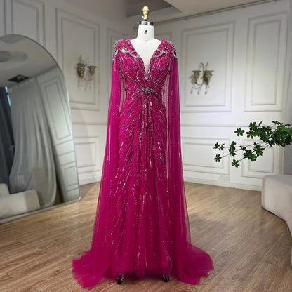 Serene Hill 2025 Turquoise Mermaid Evening Dresses Gowns With Beaded  Cape For Women's Wedding Party LA72168A Customized