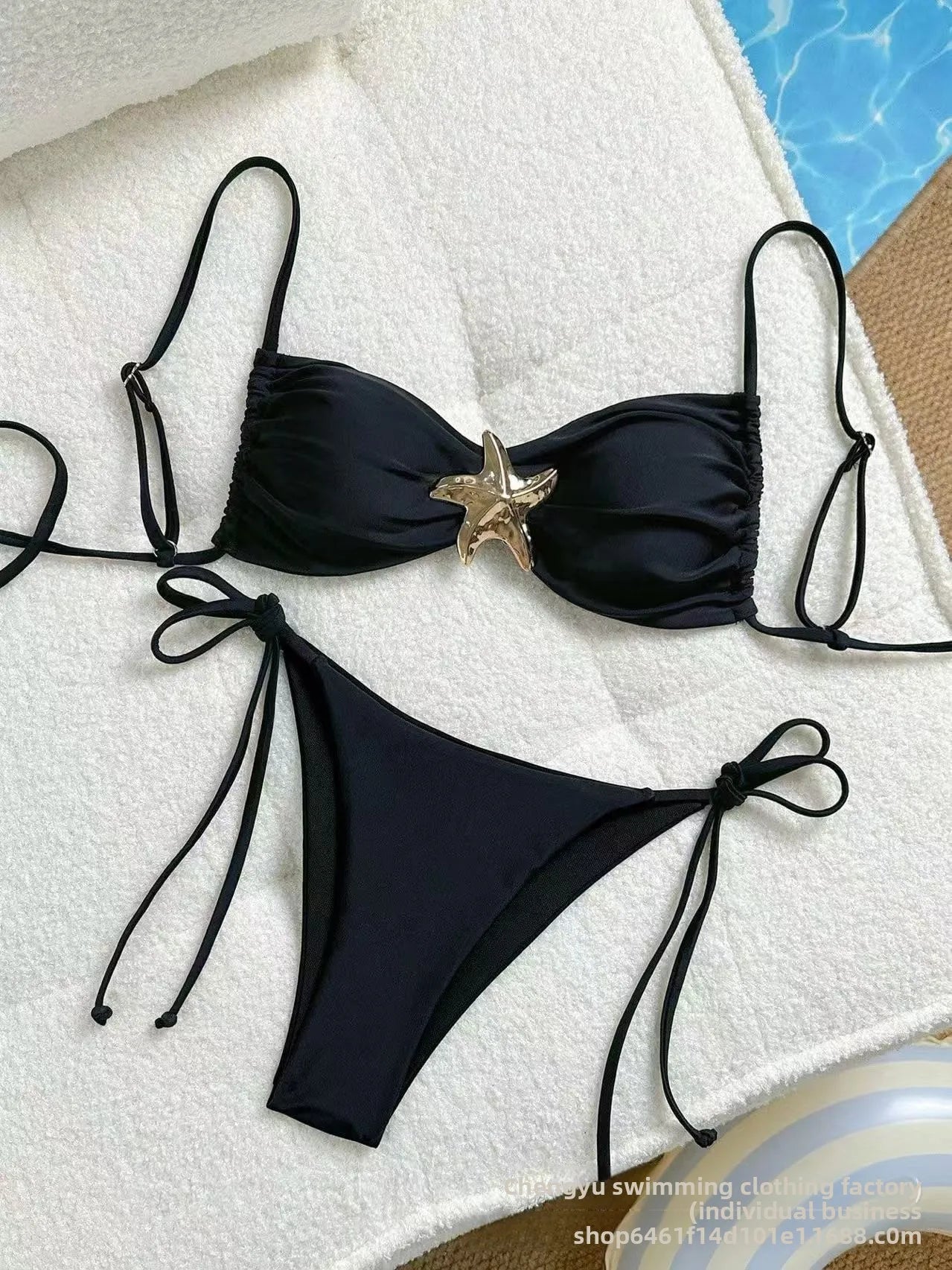 Sexy Solid Color Bikini Set Two Piece Swimsuit Pure Color Quick Dry Backless High Elasticity Nylon Fabric for Swimming And Wa...