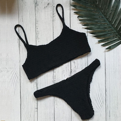 New Hot Sale Sexy Women Push-up Padded Bra Bikini Set Pleated Swimsuit Swimwear Swimming Beach Bathing Costume Bikini Set