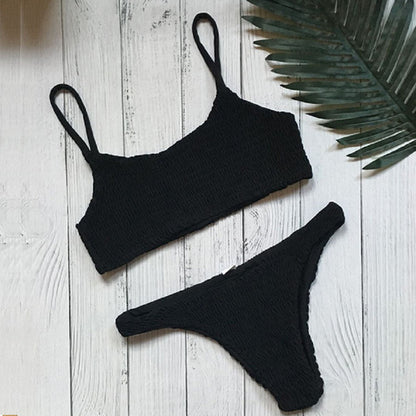 New Hot Sale Sexy Women Push-up Padded Bra Bikini Set Pleated Swimsuit Swimwear Swimming Beach Bathing Costume Bikini Set